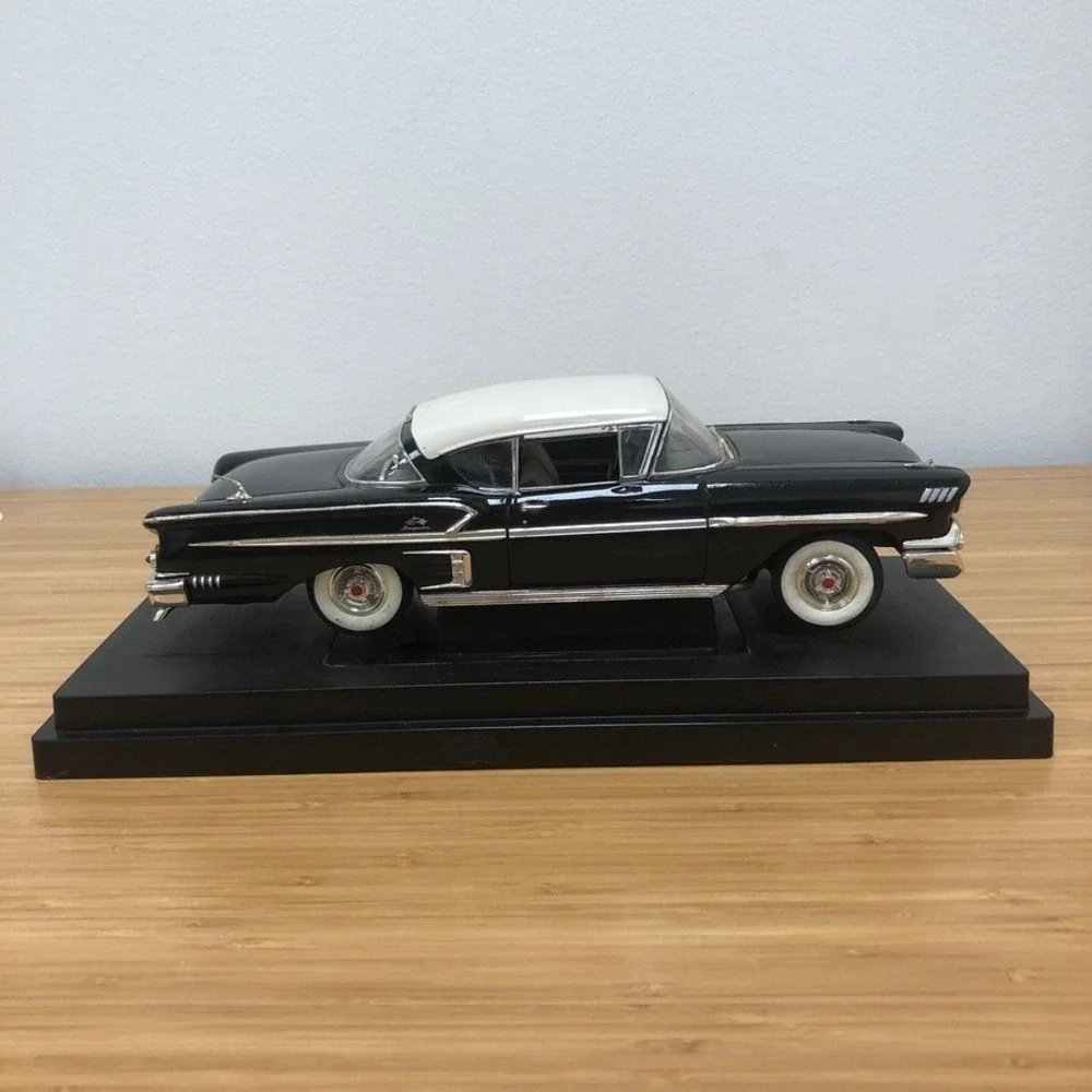 Chevrolet 1958 Impala Diecast Model Car Black White Collectors Display